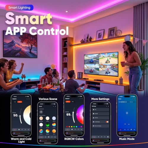 VST 6Pack RGB Under Cabinet Lighting with Adjustable White LightShelves | Ultra-Thin LED Light Bars, APP & Voice Control (Alexa/Google), Remote & Button Control, Linkable Lights for Kitchen Cabinets