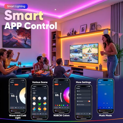 VST 6Pack RGB Under Cabinet Lighting with Adjustable White LightShelves | Ultra-Thin LED Light Bars, APP & Voice Control (Alexa/Google), Remote & Button Control, Linkable Lights for Kitchen Cabinets