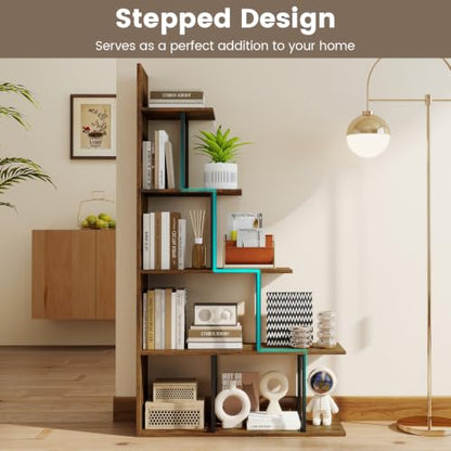 GIANTEX 5-Tier Stepped Bookshelf, 62" Tall Ladder Corner Bookcase