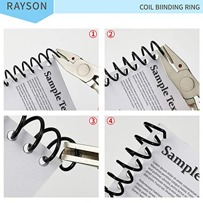 Rayson 7.9mm Plastic Spiral Coil Binding 3:1 Pitch, 5/16inch, 40 Sheets Capacity Black Coil Binding Spines - Versatile for Office and Educational Tasks, Pack of 100 - size: 5/16 inch (40 Sheet Capacity)