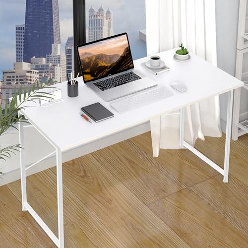 YSSOA Computer Desk Home Office Work Study Writing Modern Simple Table with Headphone Hooks - color: Basic White, size: 47 Inch
