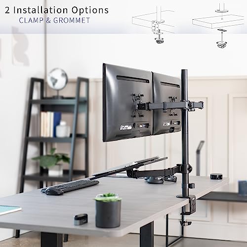 VIVO Laptop and Dual 13 to 27 inch LCD Monitor Stand up Desk Mount, Tall Adjustable Stand, Fits Laptops up to 17 inches, Black, STAND-V012J