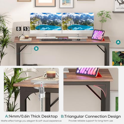 BestOffice Computer Desk,Home Office Desk, Modern Simple Style for Home Office Study Writing (Brown, 47 Inch) - color: Brown, size: 47 Inch