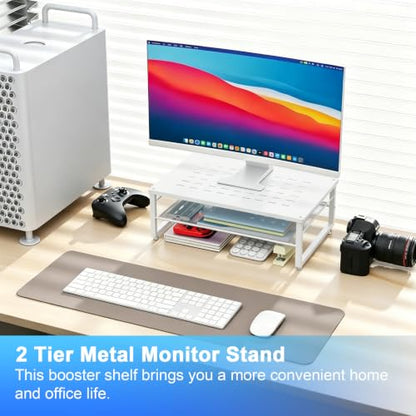 gianotter 2-Tier Metal Monitor Stand Riser - color: White