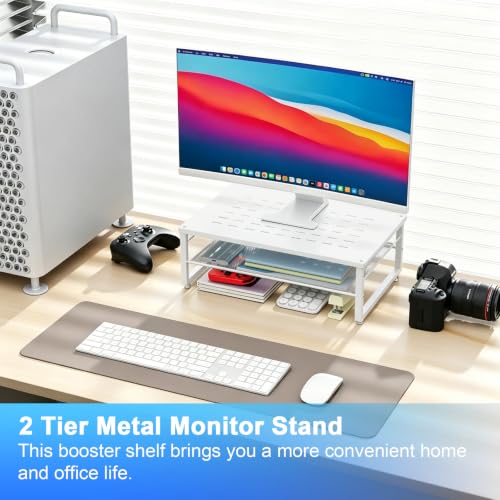 gianotter 2-Tier Metal Monitor Stand Riser - color: White
