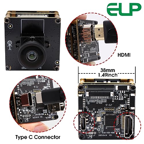 ELP 4K HDMI USB Camera - Wide Angle, 2X Digital Zoom, H.265, 8MP, UVC USB2.0 for Laptop & Monitor - color: 120degree no distortion lens