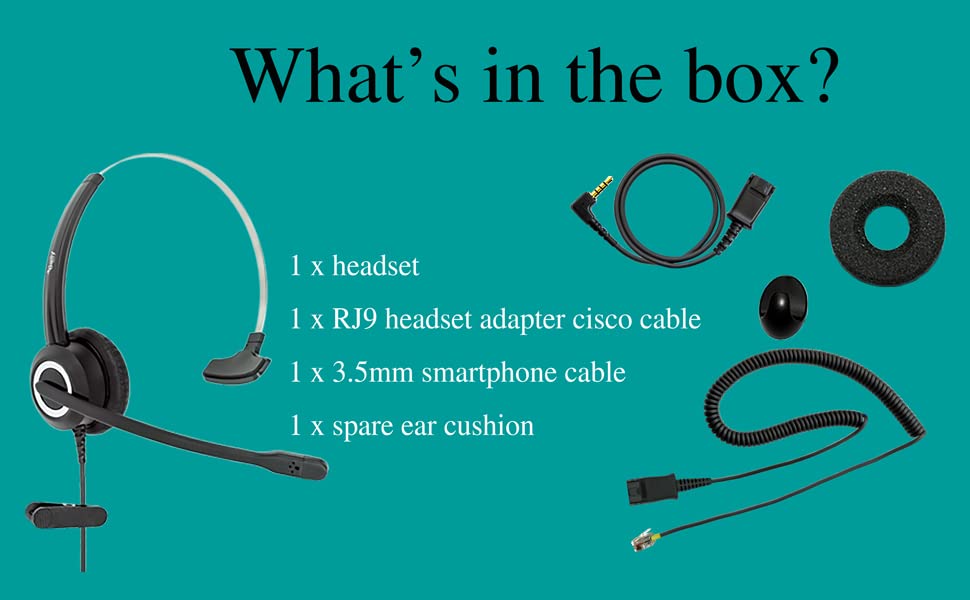 RJ9 Cisco Wired Office Headset HD Voice Compatible Cisco Phones 6851 7945g 7962g 8811 8841 8845 8851 8861 8961 9951 Series Model,Plus 3.5mm Adapter for Smartphone (Pack of 3) - size: RJ9 Mono for Cisco (Pack of 3)