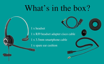 RJ9 Cisco Wired Office Headset HD Voice Compatible Cisco Phones 6851 7945g 7962g 8811 8841 8845 8851 8861 8961 9951 Series Model,Plus 3.5mm Adapter for Smartphone (Pack of 3) - size: RJ9 Mono for Cisco (Pack of 3)