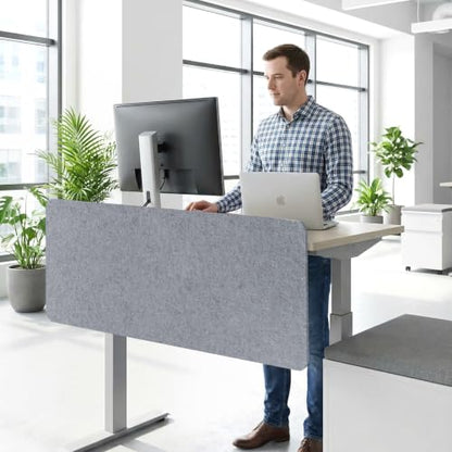 Felt Desk Divider, Clamp-On Privacy Panel, 24 x 48 Inch, Light Gray - color: Light Gray, size: 24×48 in