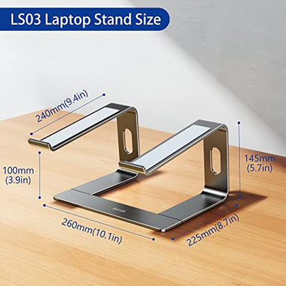BESIGN LS03 Aluminum Laptop Stand, Ergonomic Detachable Computer Stand, Notebook Holder, Laptop Mount Compatible with Air, Pro, Dell, HP, Lenovo More 10-15.6" Laptops, Gray - color: C-Gray