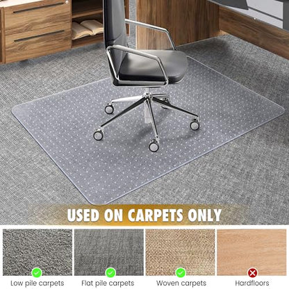 Heavy Duty Office Chair Mat for Carpet, 32" x 55" Clear Hard Carpet Protector Mat, Anti-Slip Desk Floor Mat for Office Chair on Carpeted Floors, Easy Glide, Ship Flat - size: 32" x 55"