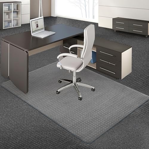 BesWin Office Chair Mat for Carpeted Floors, 45'' x 53'' Large Desk Chair Mat for Low Carpets, Premium Quality Hard Carpet Protector for Work, Home, Gaming, Easy Glide and Flat Without Curling - size: 45" X 53" Rectangle