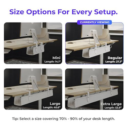 Ascrono Original Under Desk Cable Management Tray, White, 27.3" - color: White, size: Regular (27.3 in)