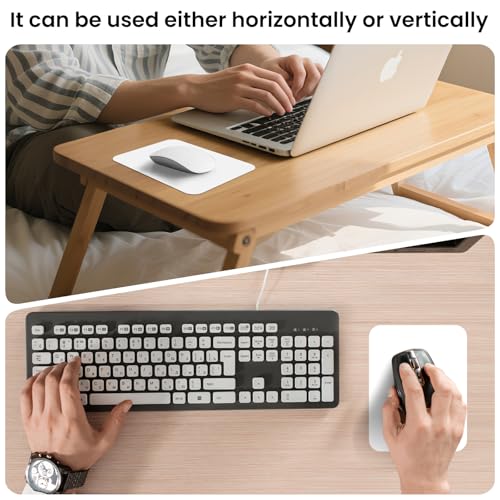 Small Mouse Pad 6 x 8 Inch, Horizontal and Vertical Flexible use. Great for Traveling, Wireless laptops, Keyboard Trays, Offices, etc. (White) - color: white