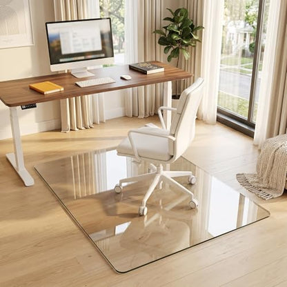 Tempered Glass Chair Mat for Hardwood Floor & Low Pile Carpet, 36" x 48" Heavy Duty Office Chair Mat with Non-Slip Pads, Scratch Resistant Floor Protector for Home Office - size: 36" x 48"