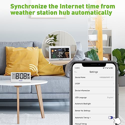 BALDR Digital Clock with Internet Time - WiFi Alarm Clock Battery Operated with Large Digital Display Internet Time, 12/24 Switchable, with Backlight, Auto Sync to Wi-Fi Weather Station, White