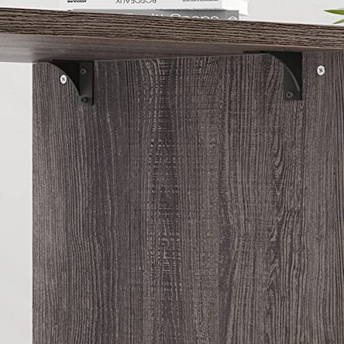 HSH L Shaped Computer Desk, Rustic Wood Corner Desk, Dark Gray Oak, 55 inch - color: Dark Gray Oak