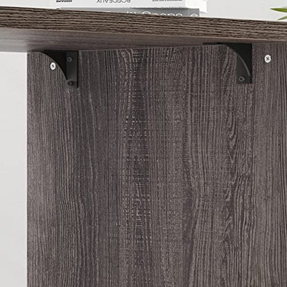 HSH L Shaped Computer Desk, Rustic Wood Corner Desk, Dark Gray Oak, 55 inch - color: Dark Gray Oak