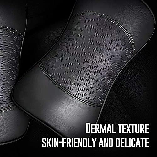 HAOTULE Car Leather Neck Pillows, Neck Rest Cushions,100% Memory Foam Cervical Support, Comfortable Travel car Seats and Home Office Soft Pillows, Black a Set (2 pcs) - color: Black