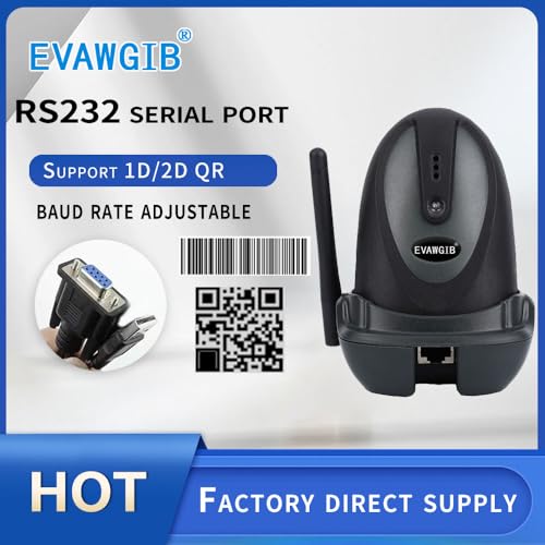 Handheld Wireless QR Barcode Scanner COMS 1D 2D Bar Code Reader with USB and RS232 Interface for Serial Connection (RS232)