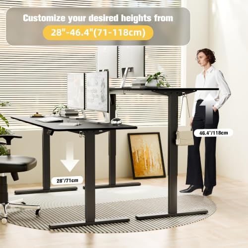 67"x24" Standing Desk, Height Adjustable Sit-Stand Home Office, Black | Electric Adjustable Standing Desk, Sit to Stand Computer Office Desk with Splice Board, Memory Preset, Lifts 28''-46.5" - color: Black Frame-black, size: 67-inch