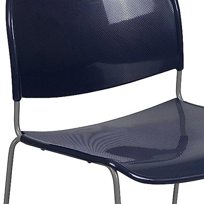 Flash Furniture Hercules Stack Chair, Navy, 5-Pack | Powder Coated, 880 LBS. Weight Capacity - color: Navy Plastic/Silver Frame, size: Set of 5