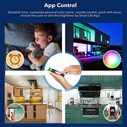 LED Smart Under Desk Lights Plug in White & RGB Color Changing Dimmable with Remote. Alexa, Google Enabled. Under Counter Lighting Bar for Kitchen, Shelf, Cupboard, Cabinet, Monitor (1-Bar Kit, 12")