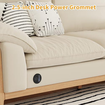 2-1/2" Desk Power Grommet, PD 20W USB-C, 2 AC Outlets | Flush Mount Recessed Outlet for Home, Office, Conference Room, RV Table - size: 2-1/2" Hole