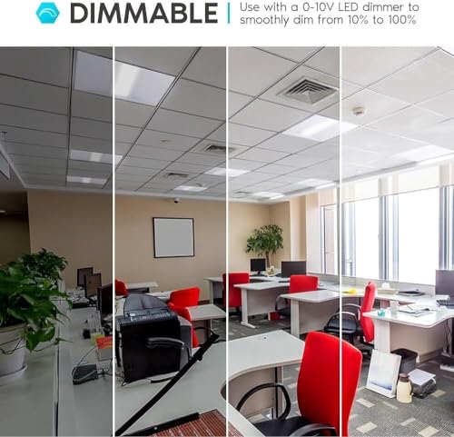 2X2 FT Center LED Troffer Panel Light, 20/30/40W, 3 Color Options 3000K | 4000K | 5000K, Dimmable Drop Ceiling Lights, 2500/3750/5000 Lumens, Damp Rated, 120-277V, Premium (12 Pack) - size: 2X2 Troffer - 12 Pack