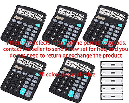 YOUHO 5-Piece Solar & Battery Powered Standard Function Electronic Calculator with Large LCD Display - Black (KK-837B, 5 x 1.5v Battery) - color: 5PACK black