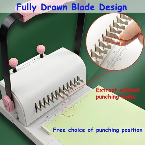 Electric Hole Puncher Double Coil Binding Machine with Ruler - Punches Up to 20 Sheets for Notebooks, DIY Projects, and Paper Crafting