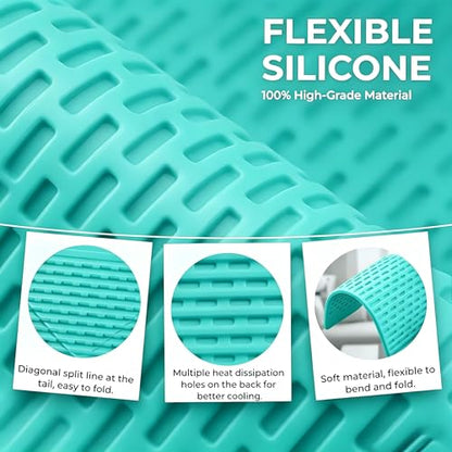 Flexible Silicone Aluminum Phone Holder Tablet Stand with Charging Port Design, Foldable Airplane Laptop/Phone Stand for Home Office Travel (Tiffany) - color: Tiffany