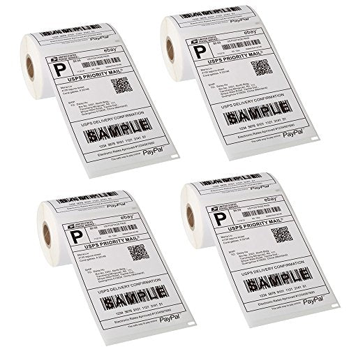 [4 Rolls, 880 Labels] 4" x 6" Postage Shipping Labels Compatible for Dymo 4XL LabelWriter 4x6 Internet Postage Labels, Water Resistant, Strong Adhesive, Perforated - size: 4 pack