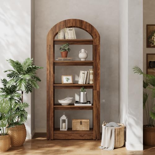 LITTLE TREE 5-Tier Arch-Shaped Bookshelf (1, Brown) - color: Brown, size: 1