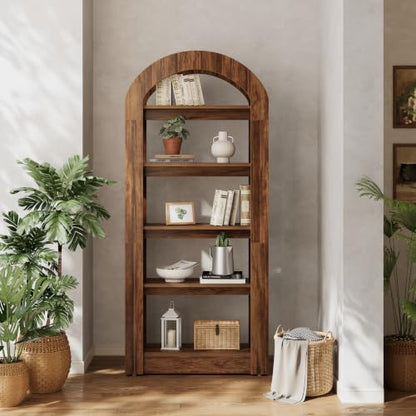 LITTLE TREE 5-Tier Arch-Shaped Bookshelf (2, Brown) - color: Brown, size: 2