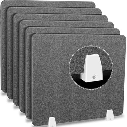 Henoyso 6 Pack Clamp-On Desk Privacy Panels, Acoustic Felt 20×24 Inch,Gray - color: Grey
