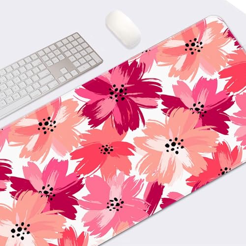 Large Mouse Pad, Mouse Pad, 31.5 x 15.7 Inch, Floral Flower Pink | Abstract Non-Slip Desk Pad Keyboard and Mouse Desk Mat for Gamer, Office & Home - color: Abstract Pink Flower