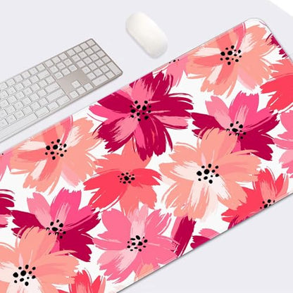 Large Mouse Pad, Mouse Pad, 31.5 x 15.7 Inch, Floral Flower Pink | Abstract Non-Slip Desk Pad Keyboard and Mouse Desk Mat for Gamer, Office & Home - color: Abstract Pink Flower