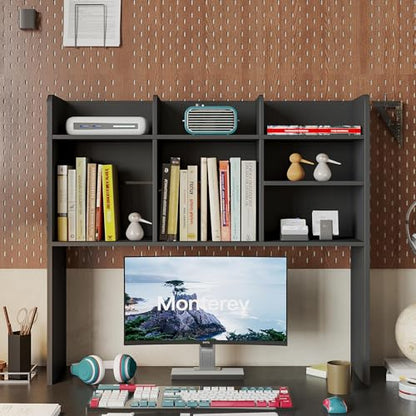 ChooChoo Desk Hutch Dorm, Desktop Bookshelf with 7 Shelves - color: Black, size: Without LED