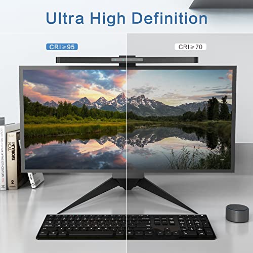 ONWAY Curved Monitor Light Bar with Wireless Remote,Monitor Auto-Dimming and Camera Base,Applicable to All Screens. No Screen Glare,for Home Office - color: Black