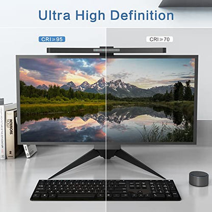 ONWAY Curved Monitor Light Bar with Wireless Remote,Monitor Auto-Dimming and Camera Base,Applicable to All Screens. No Screen Glare,for Home Office - color: Black