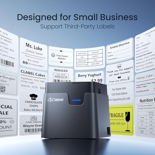CLABEL Desktop Label Printer and Scanner Kit, Thermal Label Printer for 0.98"-1.96" Labels, Auto-Sensing 1D 2D QR Code Scanner, All-in-One Bundle for Retail Inventory and Asset Management