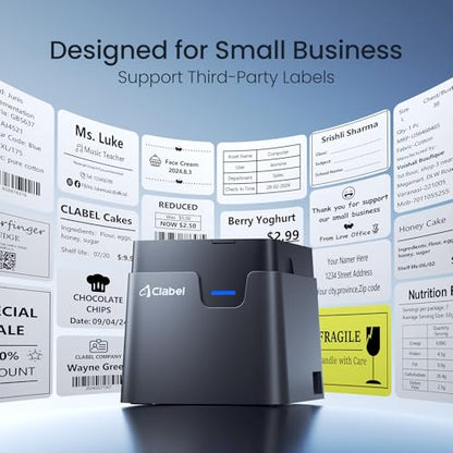CLABEL 221D Desktop Thermal Barcode Label Printer, 2 Inch Width | Bluetooth Label Maker, Direct Thermal Printing, with 1 Roll Label, for Office, Warehouse and Mailing Address - color: Black, size: 2Inch