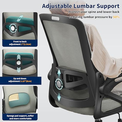 Ergonomic Office Chair Desk Chair with Adjustable Lumbar Support - color: Dark Gray