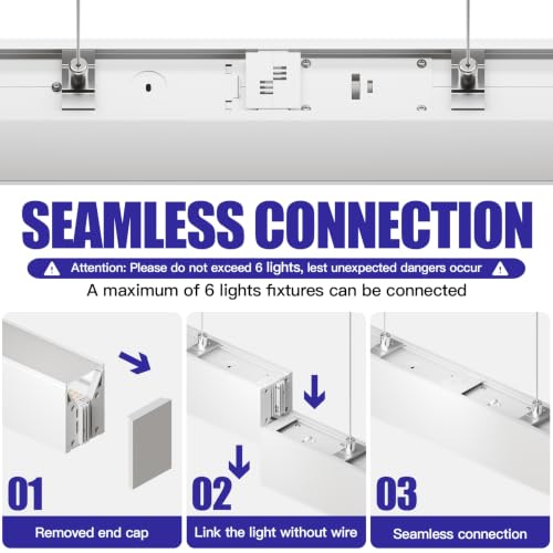 JTT 8FT LED Linear Light White, 100/80/60W 8' Linkable Office Light 4Pack - color: White 4 Pack（8FT）