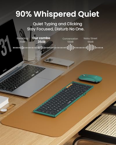 ProtoArc XKM01 Full-Size Foldable Keyboard Mouse Combo for Travel, Green - color: Green