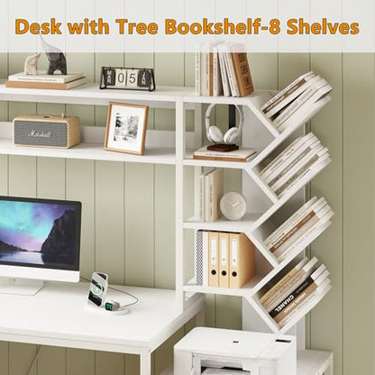 63" L Shaped Desk with Bookshelf, Drawers and Hutch for Home Office - color: White, size: 63" L Shaped Desk