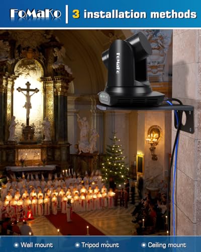 FoMaKo 4K 30X PTZ Camera HDMI with NDI and AI Auto-Tracking SDI PTZ Camera,for Church Worship Education Conference Events,NDI 6 & NDI HX3 Certified(K30NSx2+KC608 Pro) BK30NS2 - color: Matte Black