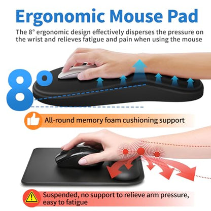 YIWEI Ergonomic Mouse Pad with Wrist Rest for Carpal Tunnel Pain Relief - color: Black