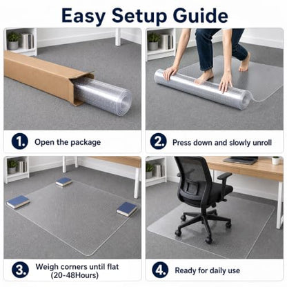 Clear Office Chair Mat 36" x 48" for Low-Pile Carpet | Clear PVC With Anti-Slip Studs, Ideal for Home Offices, Workspaces and Gaming Setups, Smooth Surface Supports Daily Rolling - size: 36" x 48" (for low-pile carpet)